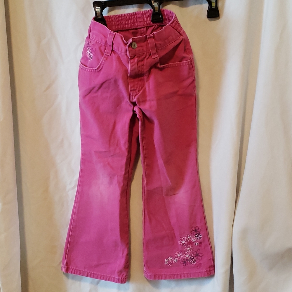 Vtg Girl's Jeanswear Jeans W/Flowers Embroidered